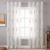 MIULEE 2 Panels Sheer Curtains Brown and White Embroidered Leaves