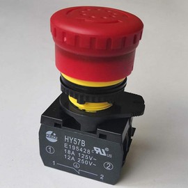 KEDU HY57B Emergency Stop Push Button Switch Strong Power Off Red Knob Switches Round Pushbutton Switch for Industrial Electrical Appliances Equipment 2NC 125V/250V/400V 18A/12A/8A