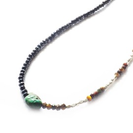 COMODO VIENTO Men's Popular Black Spinel Necklace, Turquoise, Tiger Eye, Half Type, Magnetic, black spinel Turquoise tiger eye Magnet, black spinel