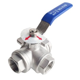 LOZOME 1/2" L-Type 3-Way Ball Valve Female NPT 316 Stainless Steel Mounting Pad WOG1000