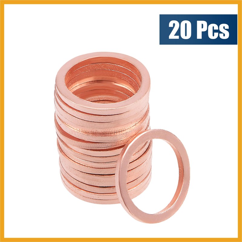 Partuto 20 Pcs M14 x 18mm x 1.5mm Copper Flat