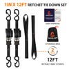 Heavy Duty Retractable Ratchet Straps (2 PK) - 1IN x