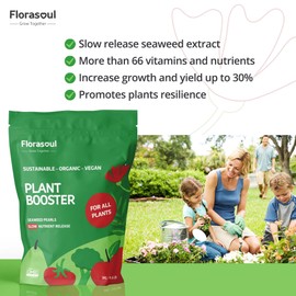 Florasoul® Organic Fertilizer Slow-Release, Vegan Plant Food for Self-Sufficient Gardeners! All-Purpose, Nutrient-Rich Granules - Thriving Vegetables, Herbs, Flowers, Soil – Eco-Friendly & Pet-Safe