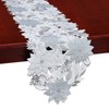 Simhomsen Embroidered Silver Poinsettia Table Runner for Christmas (14×106 inches)