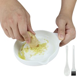 EIKS Ceramic Ginger Grater for Grinding Wasabi Fruits Vegetables Ginger Garlic Cheese, Package with Ceramic Spoon And Cleaning Brush