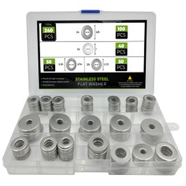 Fender Washers for Screws — 240Pcs Washers Assortment, Washers for Bolts in 4 Different Sizes (1/4 x 5/8”, 1/4 x 1”, 5/16 x 0.35”, 3/8 x 0.75”)—Stainless Steel Washers for Home & Industrial Usage