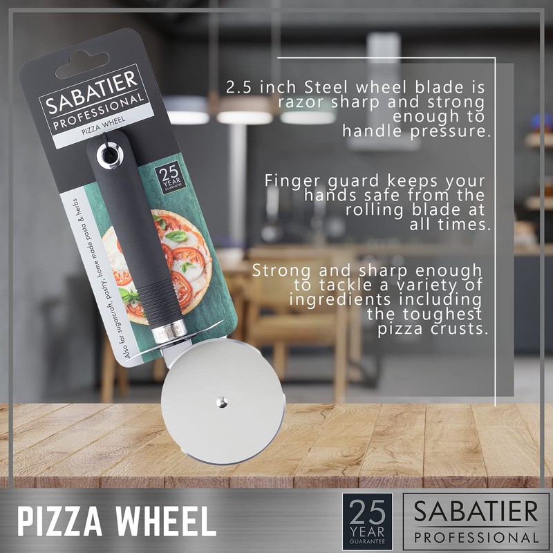 Sabatier Professional Pizza Cutter Wheel - Stainless Steel Construction. Dishwasher