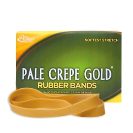 Alliance Rubber 21075 Pale Crepe Gold Rubber Bands Size #107, 1 lb Box Contains Approx. 60 Bands (7" x 5/8", Golden Crepe)