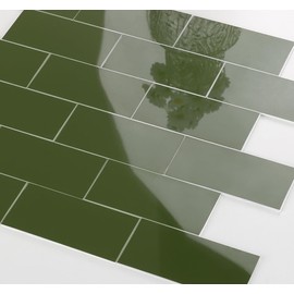 Yipscazo 2025 New Upgrade Peel and Stick backsplash 3 x 6 Inches 3D PVC Composite Wall Tile Stick on Backsplash Tile for Kitchen Bathroom, Laundry Room, Fireplace(Polished Marble Green, 100 Pieces)