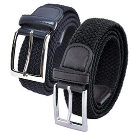 Ashford Ridge Mens Black and Navy Elastic Belts Gift Set (waist sizes 44" - 48")