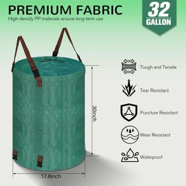 Leaf Collector Bag with Lid, Shoulder Strap, and Drawstring – Reusable Yard Garden Bag for Leaves and Lawn Trash, Perfect for Leaf Removal, Yard Clean-Up (Without lid, 48 Gallon)