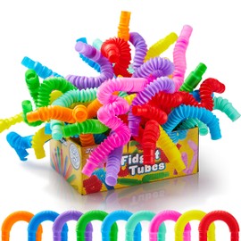 JOYIN JOYIN 18 Pack Pop Tubes, Sensory ToysSmall Fidget Tubes Party Favors - 9 Colors, Connectable and Extendable for Stress Relief - Perfect for Party, Classroom Exchange, School Reward