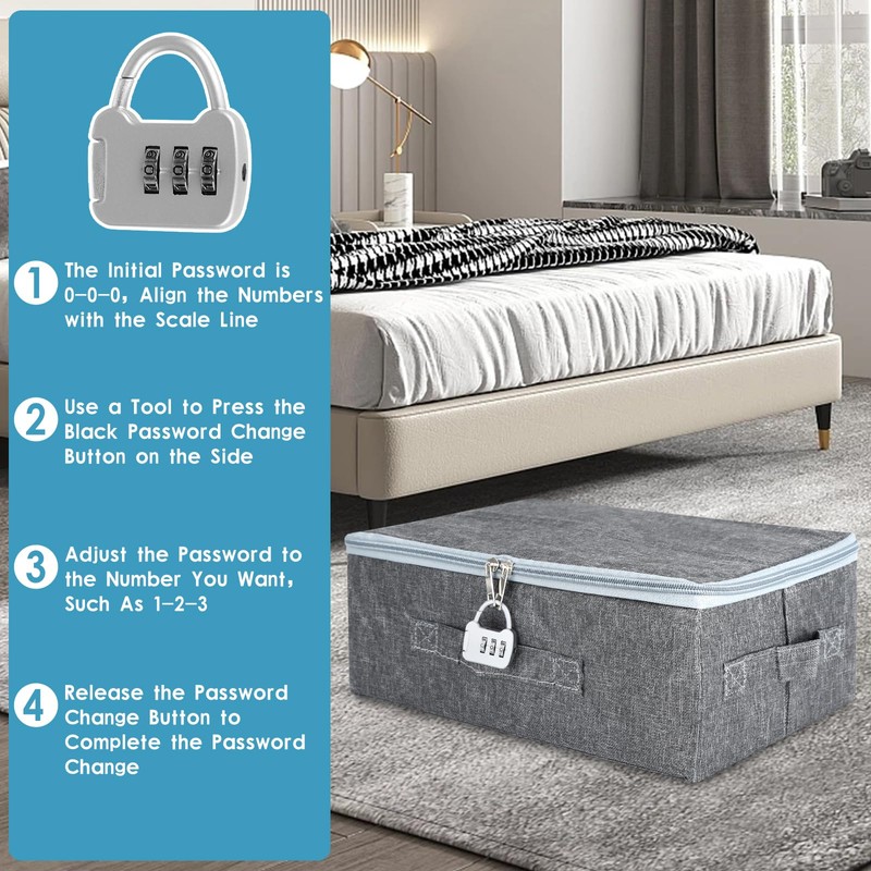GUOYIHUA Storage Box with Lid Fabric, Lockable Box, Folding Box