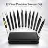 12-Piece Precision Tweezers Set for Electronics Repair – Anti-Static Stainless