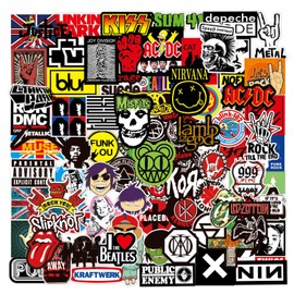 Rock and Roll Music Stickers, 200Pcs Trendy Music Band Stickers Packs, Band Stickers for Classic Rock Music, Colorful VSCO Waterproof Vinyl Decal for Laptop Bicycle Water Bottles Skateboard Luggage