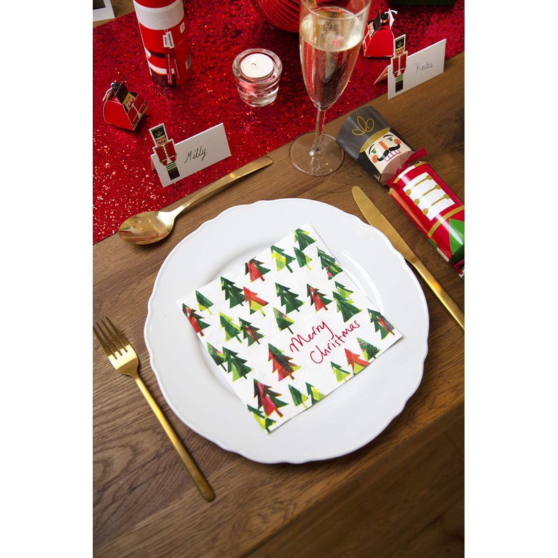 Talking Tables Pack of 21-Recyclable Christmas Tree Napkins Zero Plastic-Perfect