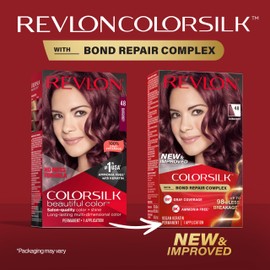 Revlon ColorSilk with Bond Repair Complex, Permanent Hair Color, 100% Gray Coverage, Ammonia Free Hair Dye, Vegan Keratin, 48 Burgundy (Pack of 3)