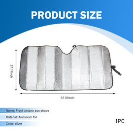 Shakas Car Windshield Sun Shade, Thickened Bubble Heat-insulation Cooling Board, Foldable Interior Anti-aging Protection Sunproof Cover, for Cars Suction Cup installation Privacy Cover (Silver)