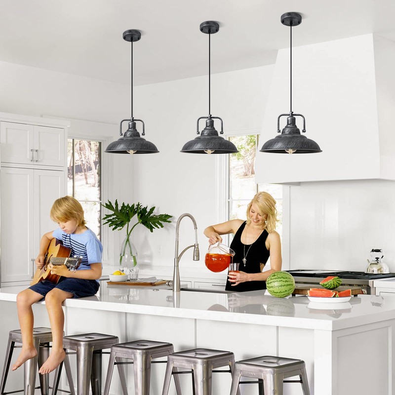 SESIMENT Black and Silver Pendant Light 12.5 inches 3 Packs,
