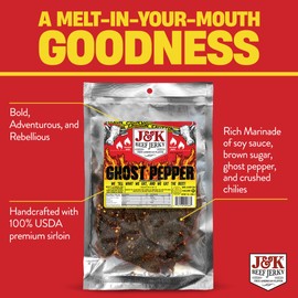 J&K Jerky Small Batch Handcrafted Beef Jerky Ghost Pepper 7oz