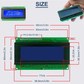 DAOKAI 2004 LCD Display Module 20X4 Character Blue Backlight + IIC/I2C/TWI/SPI Serial Interface Serial I/F Module Port