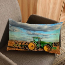 Nicokee Throw Pillow Cover Cool Old Tractor On Farm Decorative Pillow Case Home Decor 20x12 Inches Pillowcase