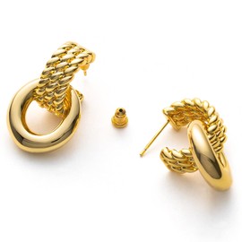 C.Paravano Gold Earrings for Women | Crisscross Hoop Earrings | Twisted Hoop Earrings for Women | Drop Earrings for Women | Dangle Earrings for Women