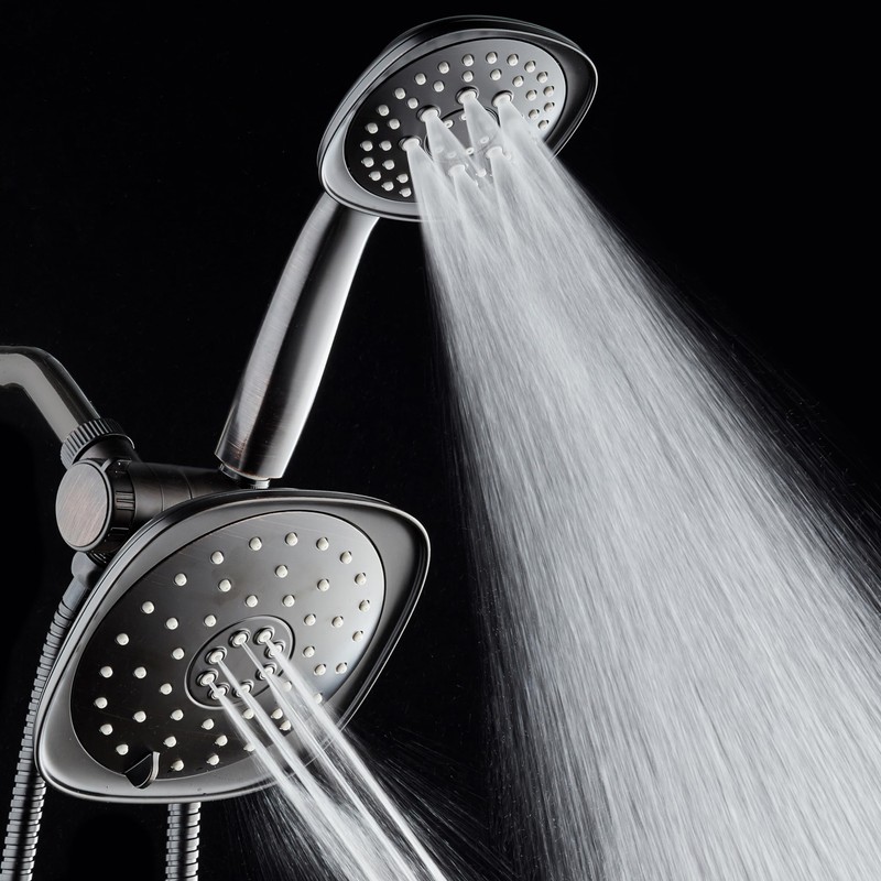 AquaDance Luxury Square High-Pressure Giant 7.3" Rain Shower Head/Handheld Spa