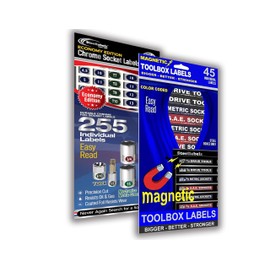 Ultimate Magnetic Toolbox + Socket Label Combo - Color Coded 300 Labels Tool Organazation system - Chrome Foil Durable Labels - Magnetic Toolbox