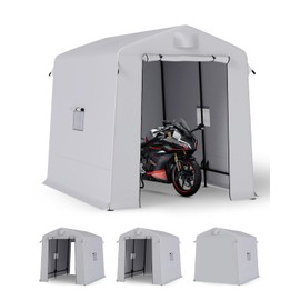 Portable Shed Outdoor Storage Shelter, 6x8x7 ft Instant Waterproof Storage Tent Sheds with Roll-up Zipper Door and Ventilated Windows for Motorcycle, Bike, Garden Tools(Grey)