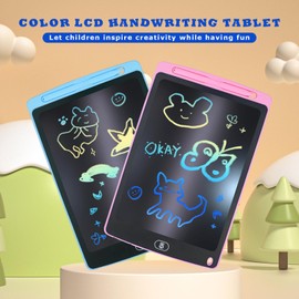 LCD Writing Tablet, 2 Packs Drawing Pads for Kids 3 4 5 6 Years Old 10 Inch Colorful Lines Doodle Scribble Boards Educational Toys for Boys Girls Road Trip EssentialsTravel Game Toys,Pink+Blue