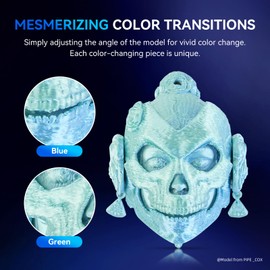 JAYO Silk PLA Filament 1.75mm Dual Colors Blue Green, Coextrusion Dual Color 3D Printer Filament, Shiny Multicolor Change, 1.1kg Spool(2.4lbs), Accuracy +/- 0.02mm for Most FDM 3D Printers