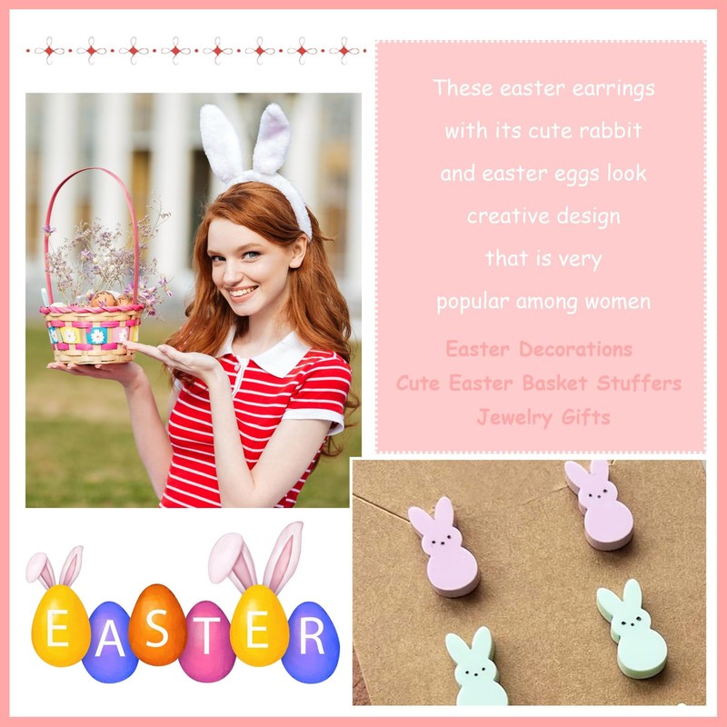 Easter Bunny Egg Earrings for Women Spring Stud Jewelry Outfit