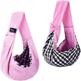 CUBY Puppy Dog Carrier, Reversible Pet Dog Sling Carrier for Small Medium Dogs Hands-Free Sling Cat Carrier Bag Comfortable Widen Shoulder Strap Double-Sided Pouch Shoulder Below 13.5lbs