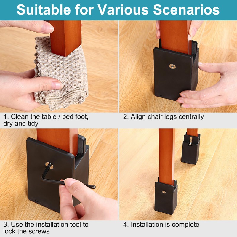 Set of 4 Furniture Risers, 10 cm, Adjustable Table Raiser