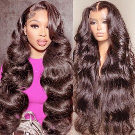 200 Density Chocolate Brown Lace Front Wig Human Hair 13x6 HD Body Wave Lace Front Wigs Human Hair Colored Body Wave Frontal Wigs for Women Glueless Wigs Human Hair Pre Plucked With Baby Hair 26 Inch