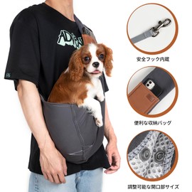 Pet Sling for Dogs and Cats, Carrying Strap, Small Dogs, Pet Bag, Prevents Popping Out, Adjustable Length, Easy to Carry, For Bicycles, Motorcycle Excursions, Hospitals, Disaster Prevention, Fits Up