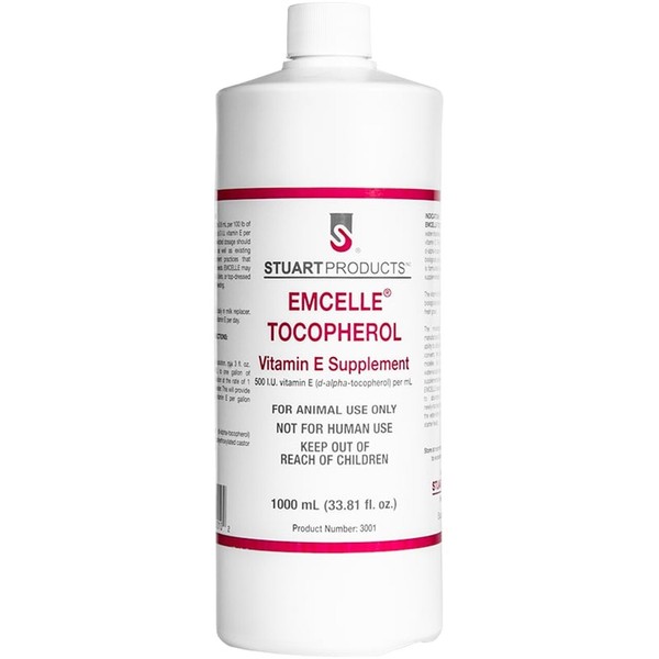 Emcelle Tocopherol Vitamin E Supplement for Animals, 1000mL Liquid Formula