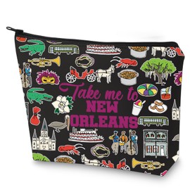 WZMPA New Orleans Louisiana Bolsa de cosméticos de viaje New Orleans Regalos de recuerdo de Nueva Orleans Bolsa con cierre Bolsa New Orleans City Merchandise, To New Orleans BL, Bolsa de cosméticos