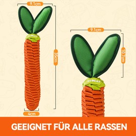 AUSCAT Hundespielzeug Seil, Langlebiges Karotte Hundespielzeug Geflochten mit Quietscher, Tau Spielzeug für Welpen, Karotte und Rettich