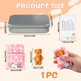 Pocket Bear in Tin Box Gift Set Mini Plush Bear with Blanket Case Portable Good Luck Charm Inspirational Gift for Friends Family Keepsake for Birthdays Christmas School Days Special Occasions