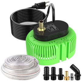 LMOSCAR Pool Cover Pump Above Ground，Submersible Water Sump Pump Swimming Water Removal Pumps, with 16 Feet Drainage Hose & 25 Feet Extra Long Power Cord, 850 GPH inGround, 6 Adapters