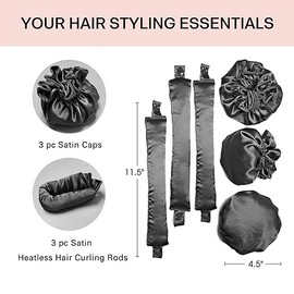 juegos/6 piezas de rizadores de pelo satinados nuevos sin calor, rulos para rizos sin calor con gorros para el cabello, diadema suave con rizador sin 