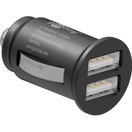 Goobay 44177 Dual USB Port Auto Ladegerät USB Zigarettenanzünder Adapter 12V / 24V Kfz Mini USB Adapter Auto Ladestecker USB A Car Charger 12W