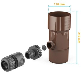 BRYZA® Gutter Drain for Rain Wire Closure DN Diameter 110 mm Brown | Rainwater Tank Speedy Rainwater Collector for Downpipe, Filter for Downpipe, Garden Hose, Quick Connection