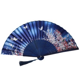 Joyesplay Men's, Women's, Japanese Style Fan, Bamboo Rib, Lightweight, Stylish, Beautiful, Japanese Pattern, Butterfly, Cherry Blossoms, Flowers, Japanese Accessories, Festivals, Fireworks Displays