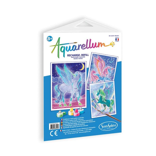 SentoSphère - AQUARELLUM REFILL - PEGASES - Refill Aquarellum Cards - Paint Kit - Magic Watercolour Paint - From 8 years old - Made in France