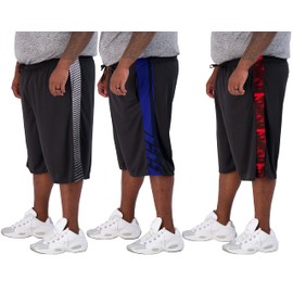 Real Essentials Men's Big & Tall 3-Pack Dry Fit & Mesh Active Athletic Perfomance Shorts (3X-5X), Mesh-set C, 4X