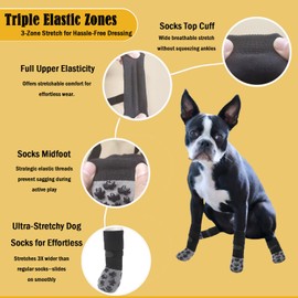 ‌VALFRID Non-Slip Dog Socks with Double Sides Grips,‌Durable Grip Socks for Senior Dogs,Hardwood Floors Anti-Slip,Dog Booties for Small Medium Large Dogs XS