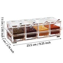 TTBDDM 4 in 1 Kitchen Spice Box Set, Spice Jars, Seasoning Box, Removable Spice Jars, Kitchen Spice Container, with Lid and Spoon, for Storing Salt, Pepper, Sugar, Sugar, Spices